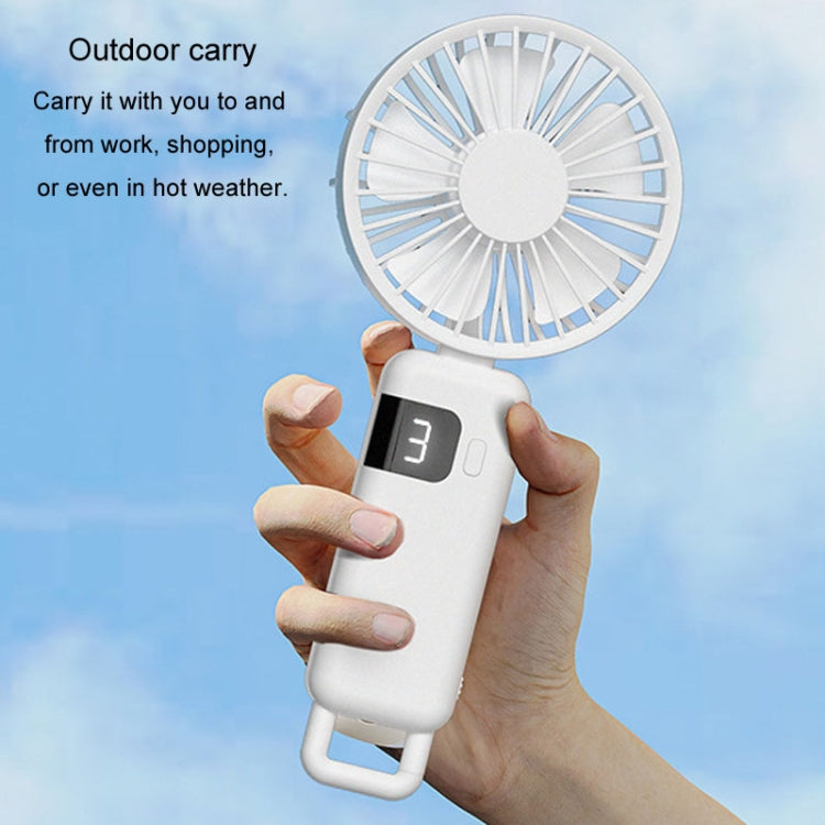 Portabler Digitaldisplay Hängender Nacken Stille Kleiner Ventilator USB Aufladung Tragbarer Faltventilator (Blau) | Brehn