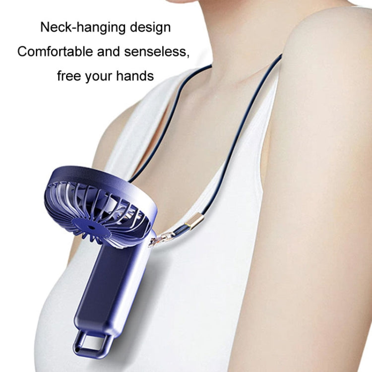 Portabler Digitaldisplay Hängender Nacken Stille Kleiner Ventilator USB Aufladung Tragbarer Faltventilator (Blau) | Brehn