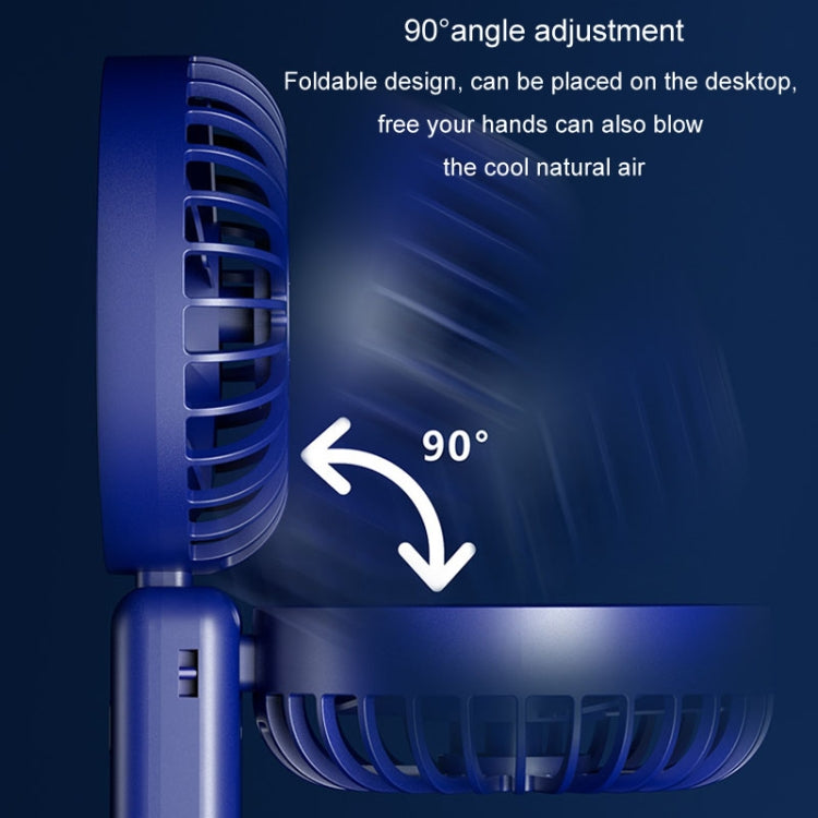 Portabler Digitaldisplay Hängender Nacken Stille Kleiner Ventilator USB Aufladung Tragbarer Faltventilator (Blau) | Brehn
