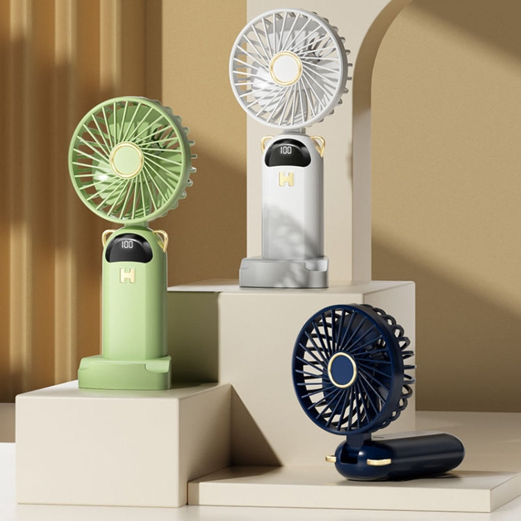 Faltbarer Digitaldisplay USB-Ladeventilator Tragbarer Stiller Hängender Hals Außen Kleiner Ventilator (Blau) | Brehn