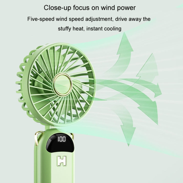 Faltbarer Digitaldisplay USB-Ladeventilator Tragbarer Stiller Hängender Hals Außen Kleiner Ventilator (Blau) | Brehn