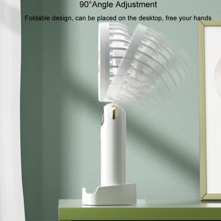 Faltbarer Digitaldisplay USB-Ladeventilator Tragbarer Stiller Hängender Hals Außen Kleiner Ventilator (Blau) | Brehn