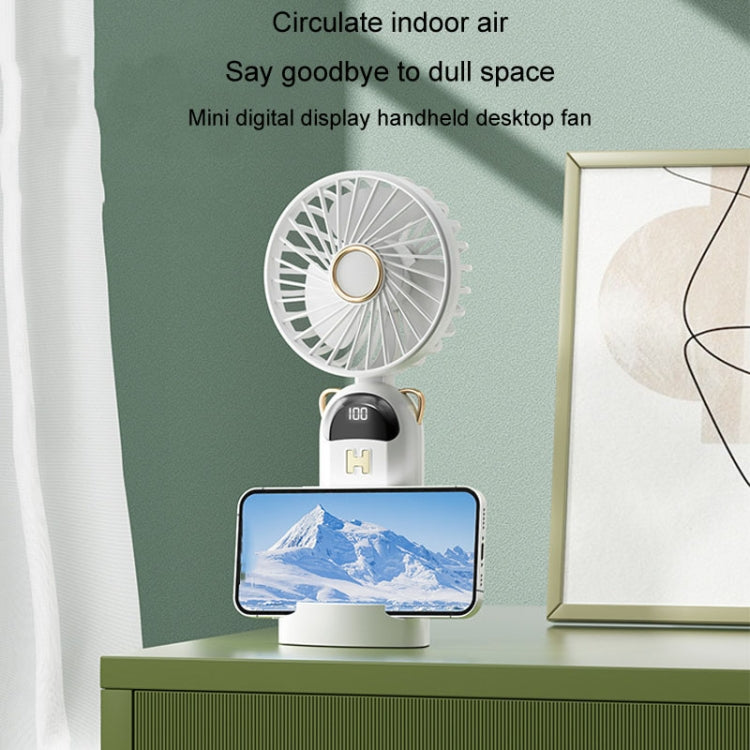 Faltbarer Digitaldisplay USB-Ladeventilator Tragbarer Stiller Hängender Hals Außen Kleiner Ventilator (Blau) | Brehn