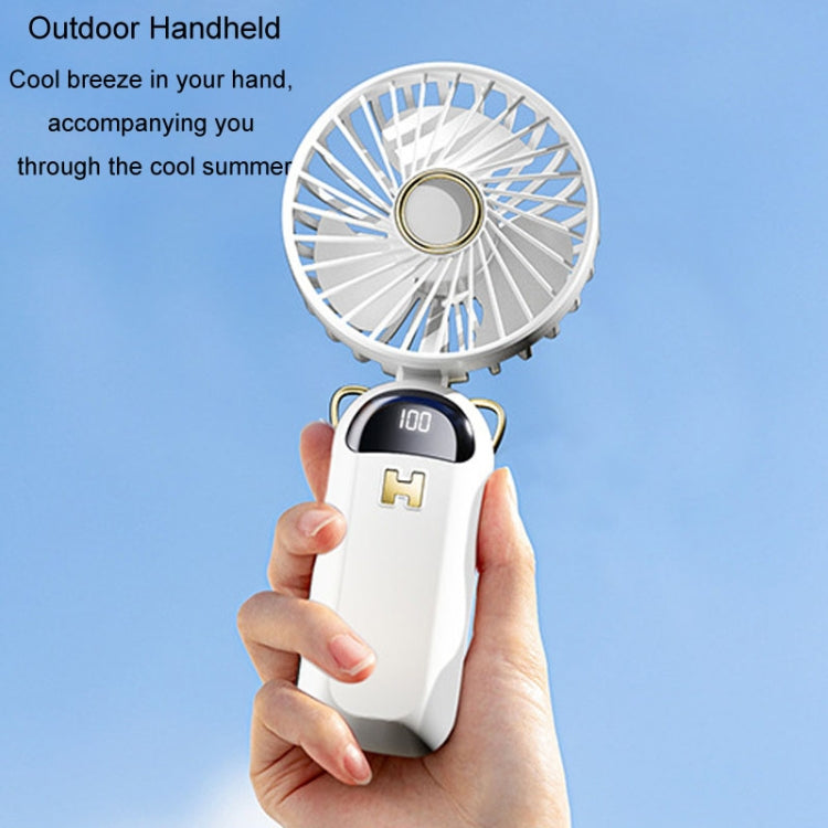 Faltbarer Digitaldisplay USB-Ladeventilator Tragbarer Stiller Hängender Hals Außen Kleiner Ventilator (Blau) | Brehn