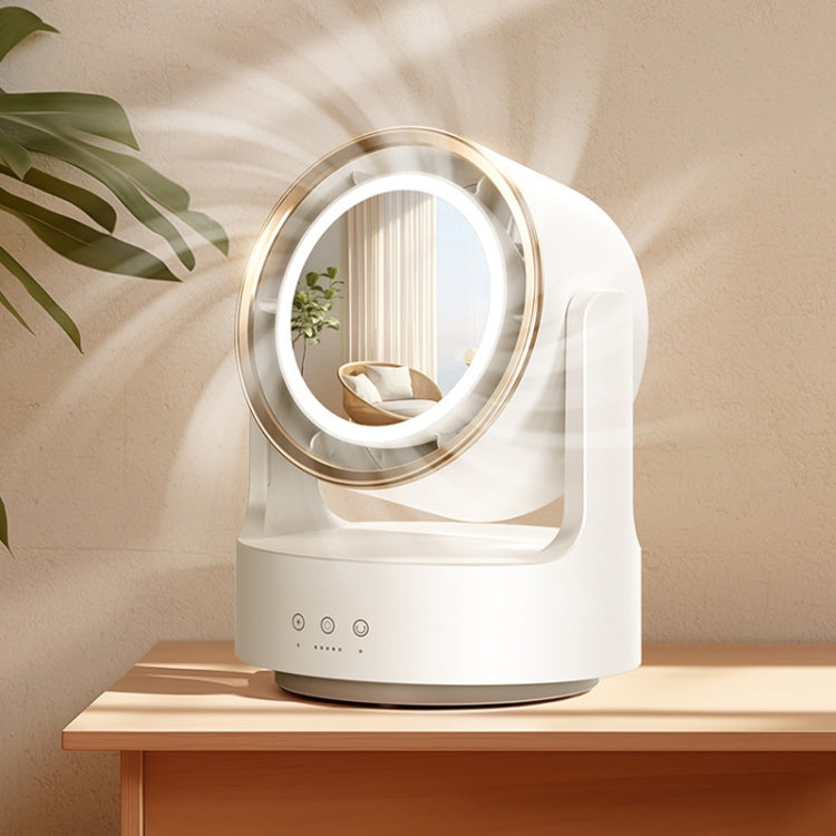 3 In 1 Multifunktions-Desktopventilator mit LED-Licht Kosmetikspiegel Wiederaufladbar oszillierend | Brehn