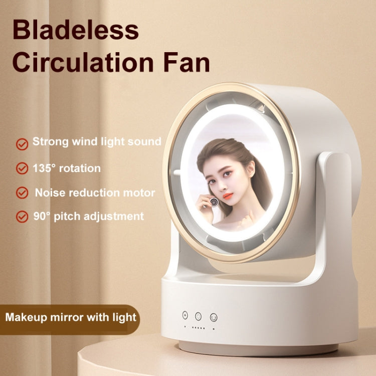 3 In 1 Multifunktionaler Desktopventilator mit LED-Licht Kosmetikspiegel USB-Anschluss Nicht-oszillierend | Brehn