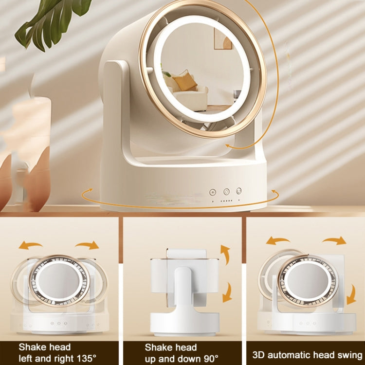 3 In 1 Multifunktionaler Desktopventilator mit LED-Licht Kosmetikspiegel USB-Anschluss Nicht-oszillierend | Brehn