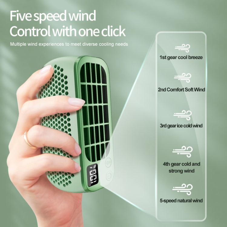 USB-Ladung Digitalanzeige Tragbarer klingenloser Outdoor Mini Nachtlicht Ventilator (Grün) | Brehn