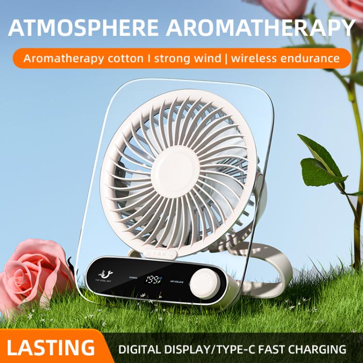 199-Speed Desktop-Wandventilator mit Griff & Licht Integrierte Aromatherapie Baumwolle (Klar Schwarz) | Brehn