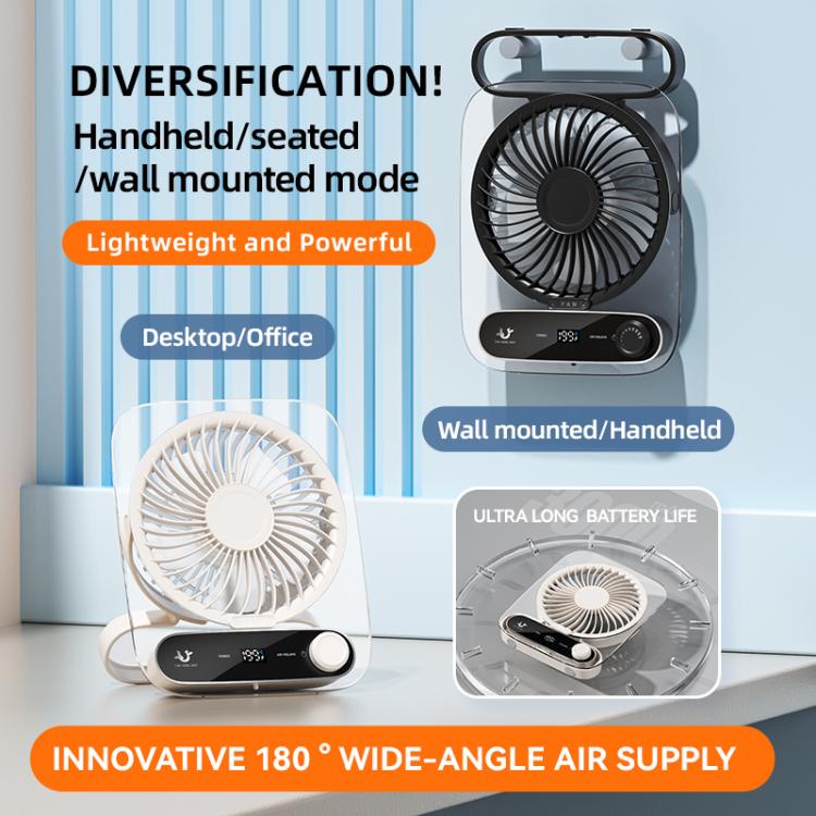 199-Speed Desktop-Wandventilator mit Griff & Licht Integrierte Aromatherapie Baumwolle (Klar Schwarz) | Brehn