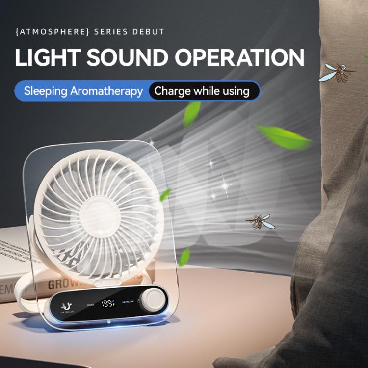 199-Speed Desktop-Wandventilator mit Griff & Licht Integrierte Aromatherapie Baumwolle (Klar Schwarz) | Brehn