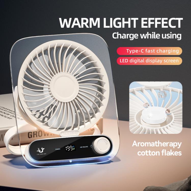 199-Speed Desktop-Wandventilator mit Griff & Licht Integrierte Aromatherapie Baumwolle (Klar Schwarz) | Brehn
