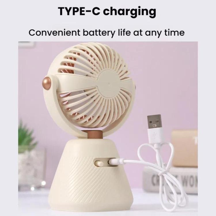 Desktop 100-Geschwindigkeits Mini Studenten Schlafzimmer Ventilator Tragbarer USB Aufladbarer Desktop Kleiner Ventilator (Beige) | Brehn