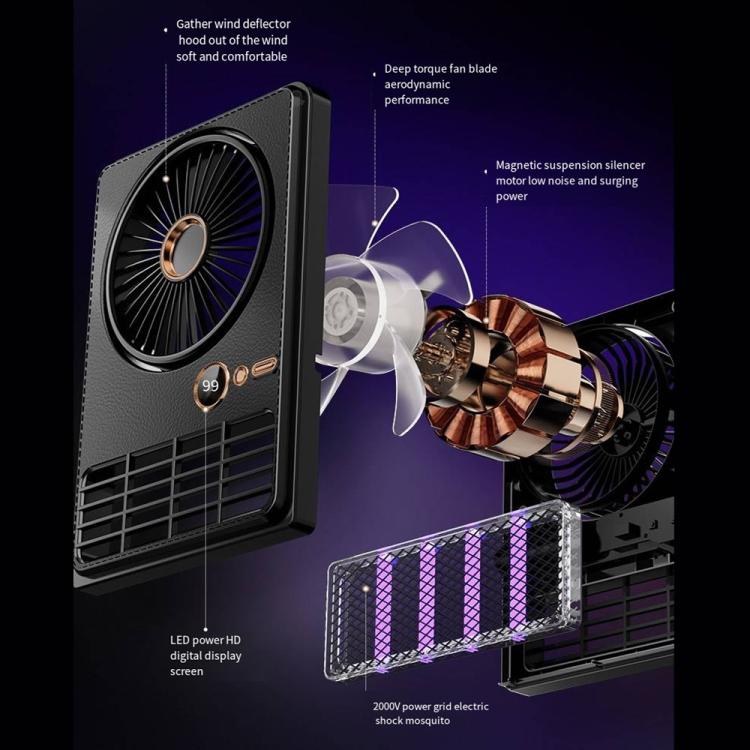 2-in-1 Haushalts-Elektrofan Moskito-Killer-Lampe LED Digital Schreibtischventilator, Farbe: Stecker Schwarz | Brehn