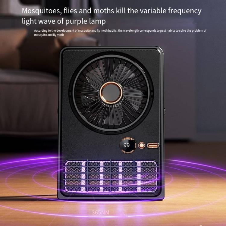 2-in-1 Haushalts-Elektrofan Moskito-Killer-Lampe LED Digital Schreibtischventilator, Farbe: Stecker Schwarz | Brehn