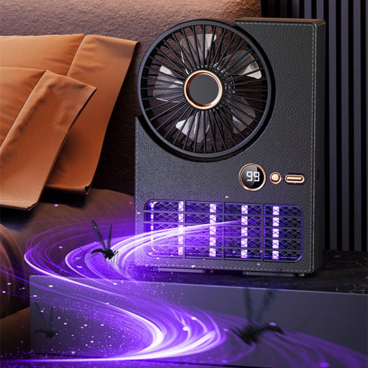 2-in-1 Haushalts-Elektrofan Moskito-Killer-Lampe LED Digital Schreibtischventilator, Farbe: Stecker Schwarz | Brehn