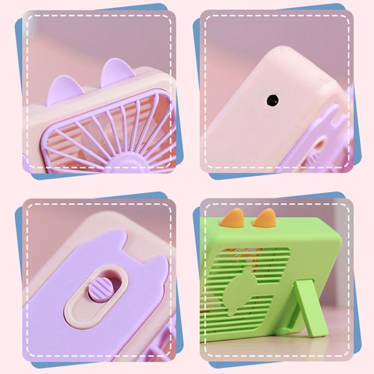 Niedlicher Cartoon-Kitten-Kamera Handheld Großer Wind Wiederaufladbarer Ventilator Mit Ständer Tischventilator (Rosa) | Brehn