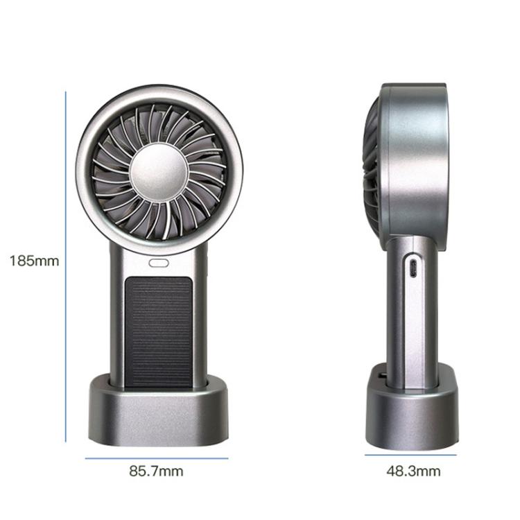 Solarbetriebener Handheld- und Tischventilator mit 5-Geschwindigkeits-Turbo 12 Klingen USB Type-C Schnellladung (Schwarz) | Brehn