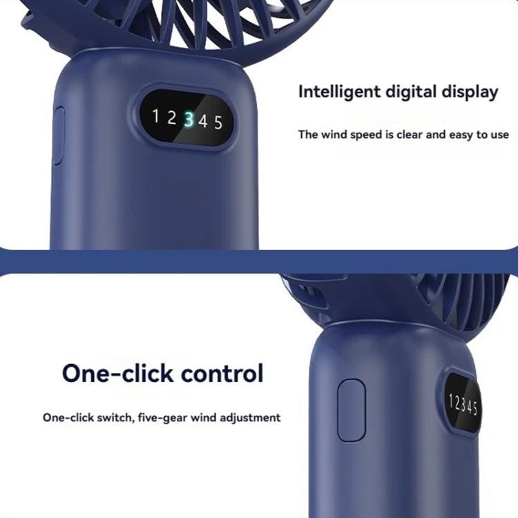 5-Gang Windgeschwindigkeits-Handheld-USB-Lade-Kleiner Ventilator Mit Tischständer (Dunkelblau) | Brehn