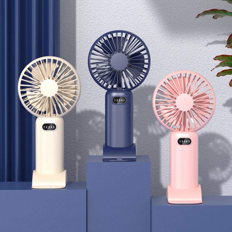 5-Gang Windgeschwindigkeits-Handheld-USB-Lade-Kleiner Ventilator Mit Tischständer (Dunkelblau) | Brehn