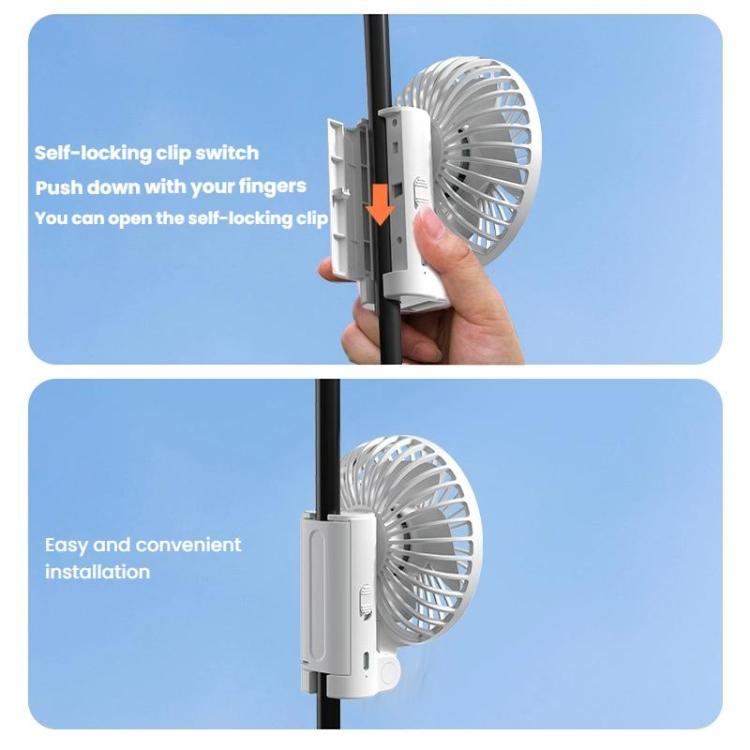 Faltender hängender Regenschirm Ventilator USB tragbarer Regenschirm Klemmlüfter kompakter Schreibtischventilator (Schwarz) | Brehn