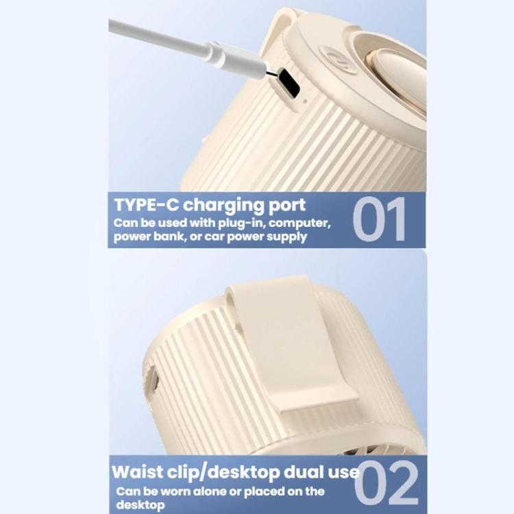 Hochgeschwindigkeits-Taillengebundener Ventilator Tragbarer Clip-on USB Mini Ventilator (Weiß) | Brehn