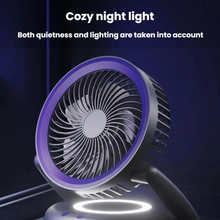Faltbarer Luftzirkulatorventilator mit Batterieanzeige Haushalts-Desktop- und Wandventilator mit LED-Licht (Grau Lila) | Brehn
