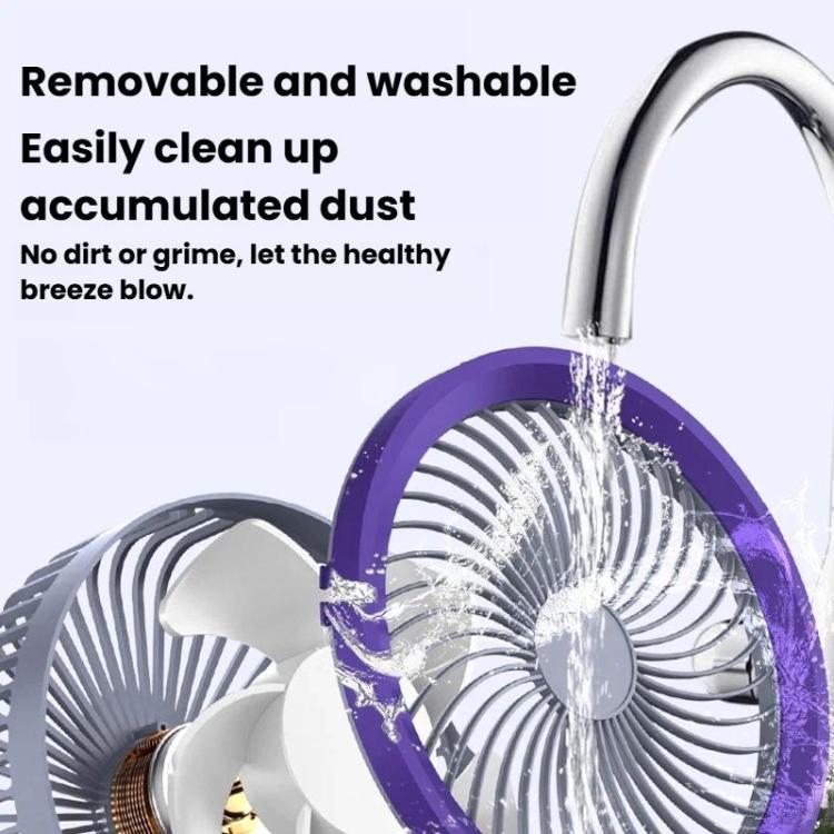 Faltbarer Luftzirkulatorventilator mit Batterieanzeige Haushalts-Desktop- und Wandventilator mit LED-Licht (Grau Lila) | Brehn