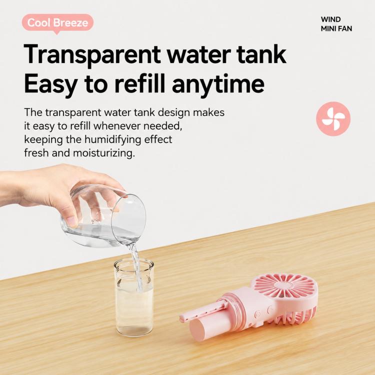 Handheld Misting Fan Tragbarer Wasser Spray Ventilator Typ-C Wiederaufladbarer Mini Persönlicher Gesicht Nebel Ventilator (F3 Pink) | Brehn