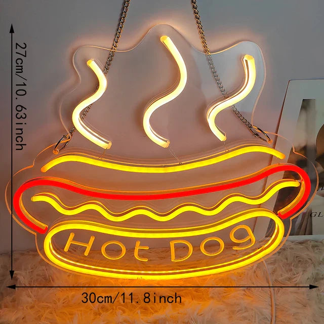 Neon Fast Food Schild – Leuchtendes Tacos Design, LED Nachtlicht für Restaurants und Küchen | Brehn