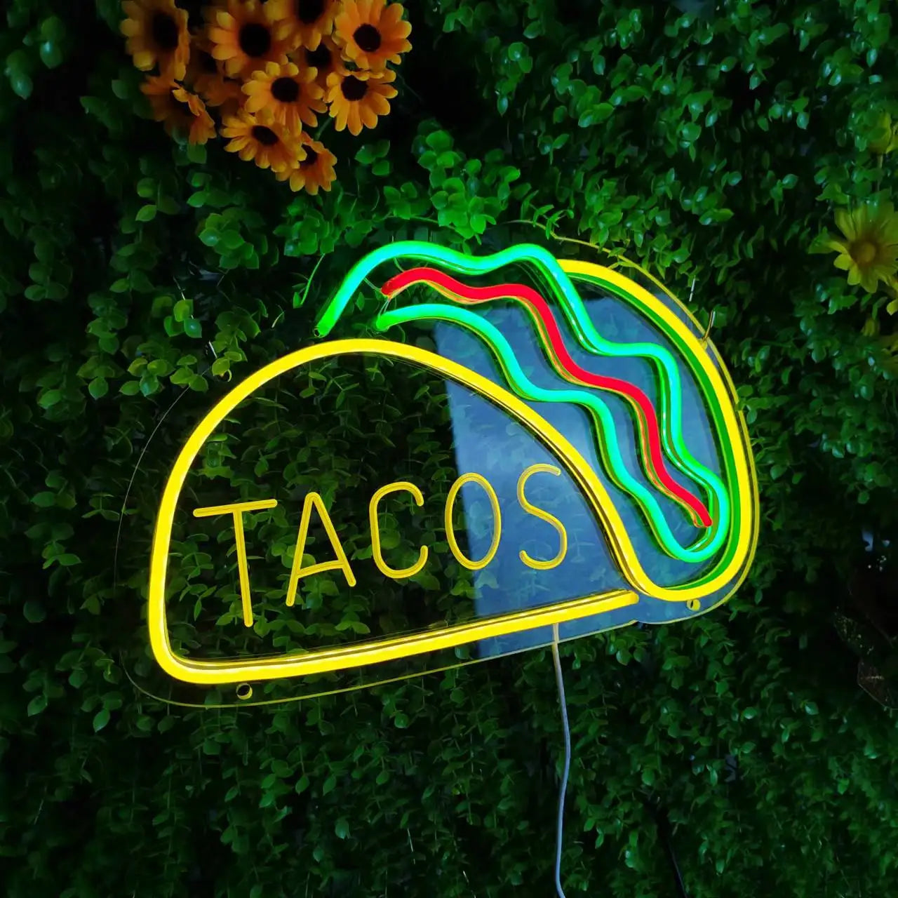 Neon Fast Food Schild – Leuchtendes Tacos Design, LED Nachtlicht für Restaurants und Küchen | Brehn