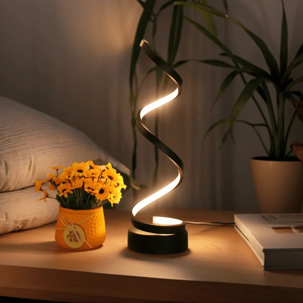 SpiralLight LED Tischlampe mit dimmbarem Licht und Touch-Steuerung | Brehn