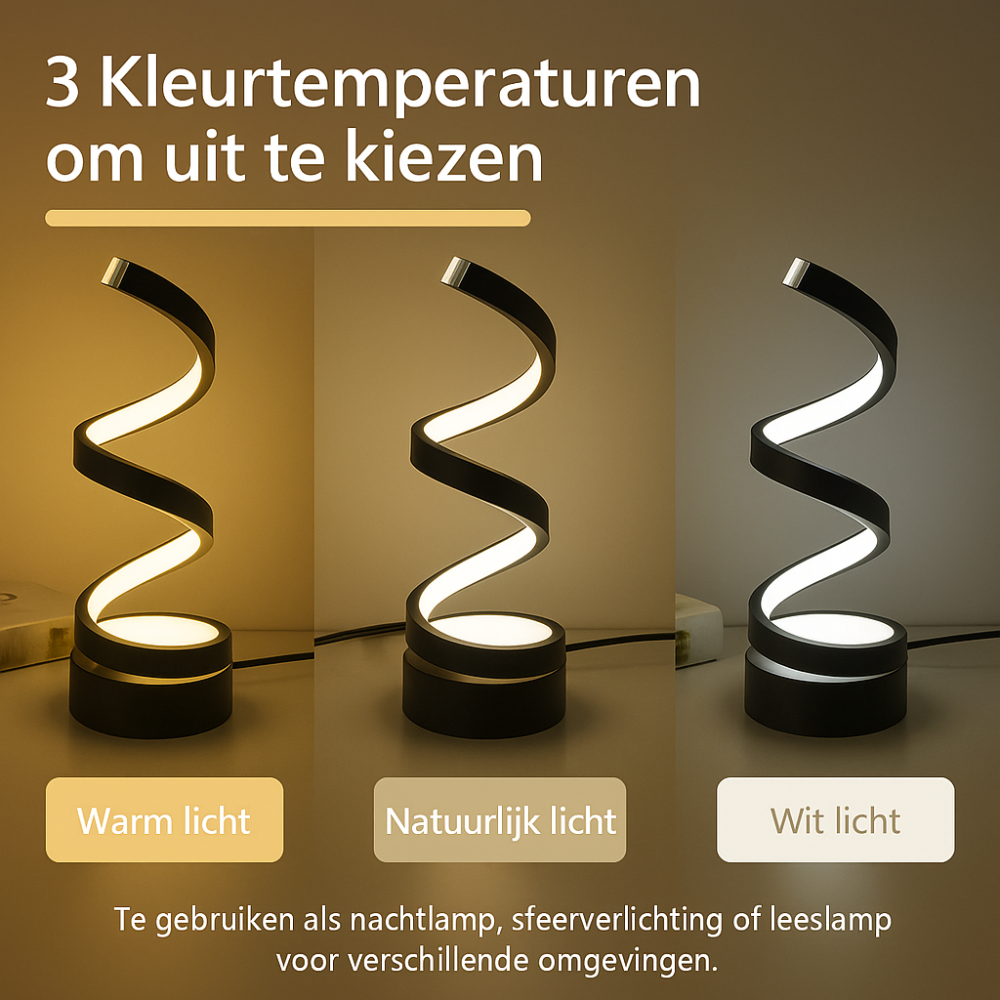 SpiralLight LED Tischlampe mit dimmbarem Licht und Touch-Steuerung | Brehn