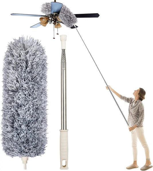 Teleskopischer Staubwedel mit extra langem Mikrofaserkopf (3 kostenlose Ersatzreinigungs Köpfe)