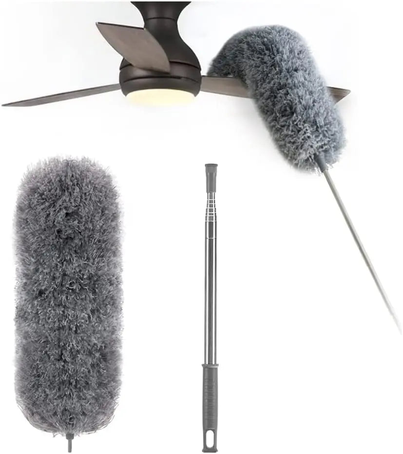 Teleskopischer Staubwedel mit extra langem Mikrofaserkopf (3 kostenlose Ersatzreinigungs Köpfe)