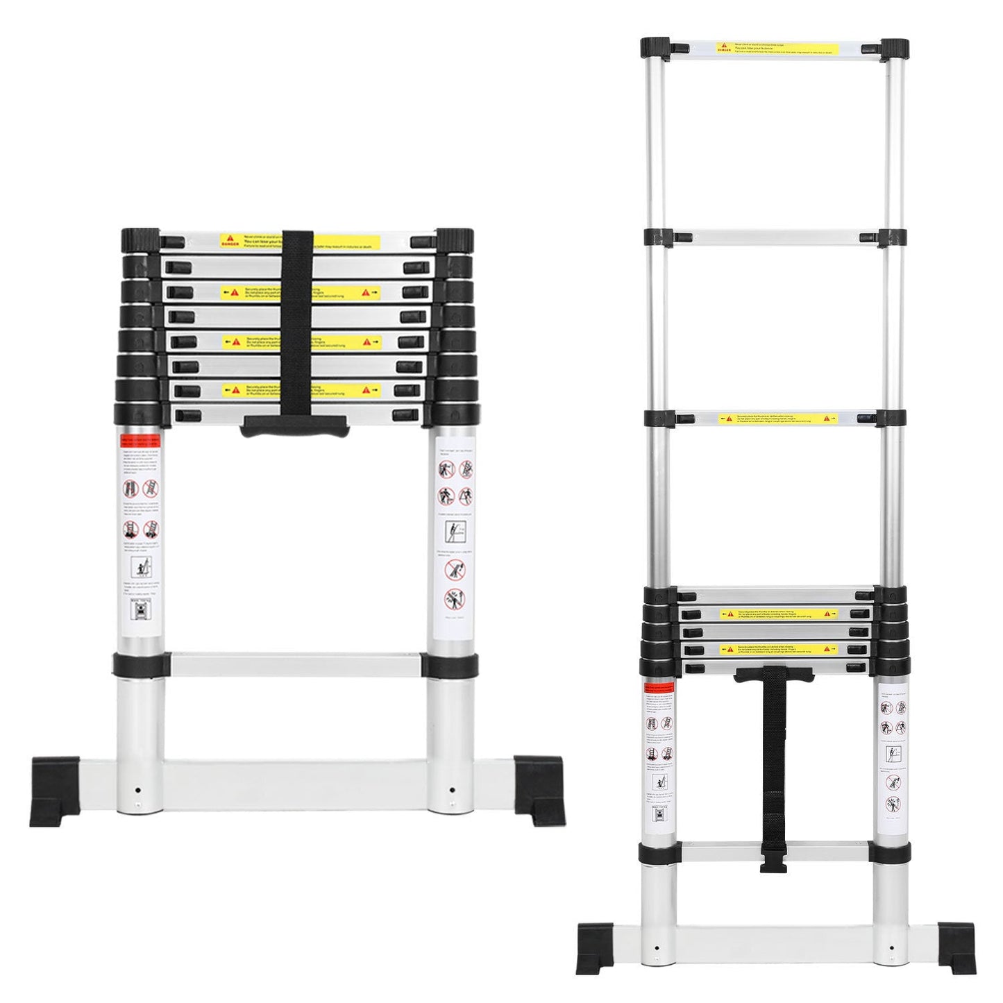 Teleskopleiter Aluminium Belastbarkeit bis zu 150kg 2.6m-5m mit Stabilisator | Brehn