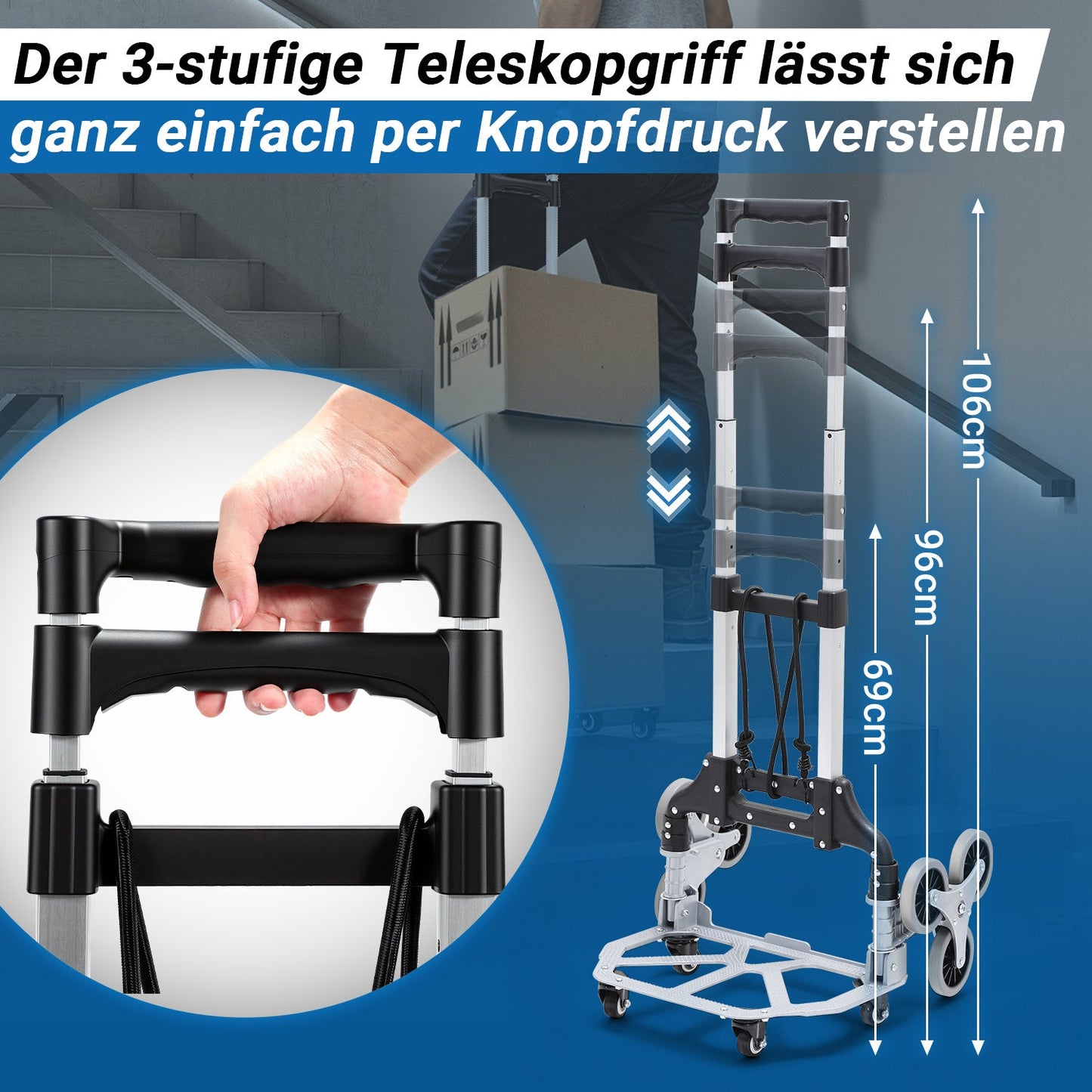 Treppensteiger Sackkarre Klappbar Treppenhandwagen bis 75kg | Brehn