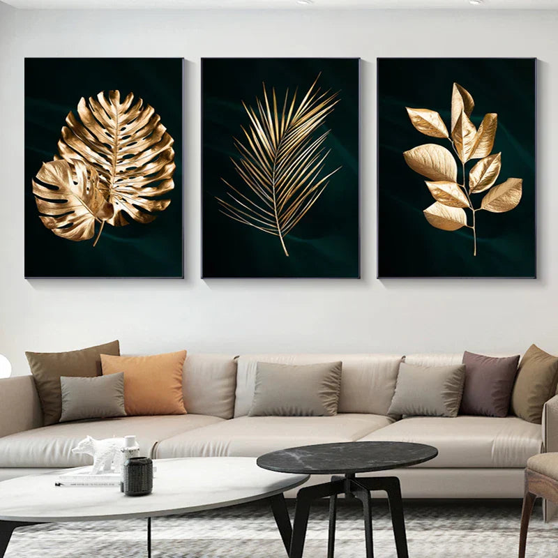 Tropische Botanik Exotische Goldene Palmblätter Wandkunst Fine Art Leinwanddrucke Bilder Für Wohnzimmer Esszimmer Nordic Wohnkultur
