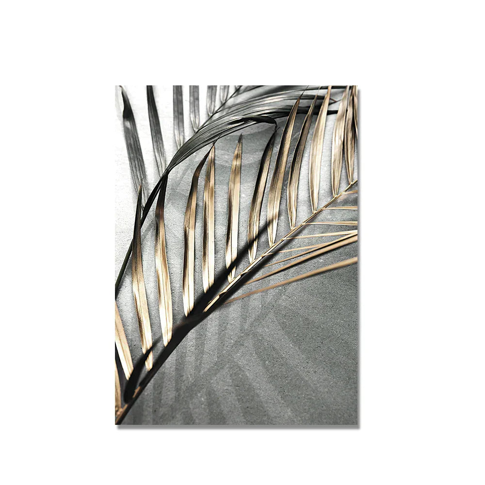 Tropisches Grün Goldene Palmblätter Wandkunst Fine Art Leinwanddrucke Moderne Botanik Poster Bilder Für Wohnzimmer Esszimmer Dekor