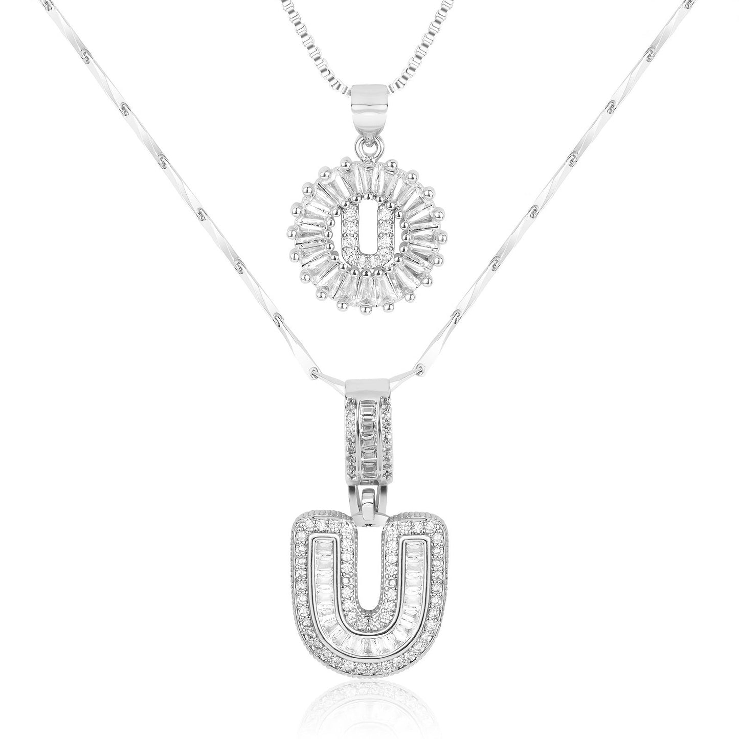 Brehn | 2pc 14k Diamant Buchstaben Initialen Halsketten