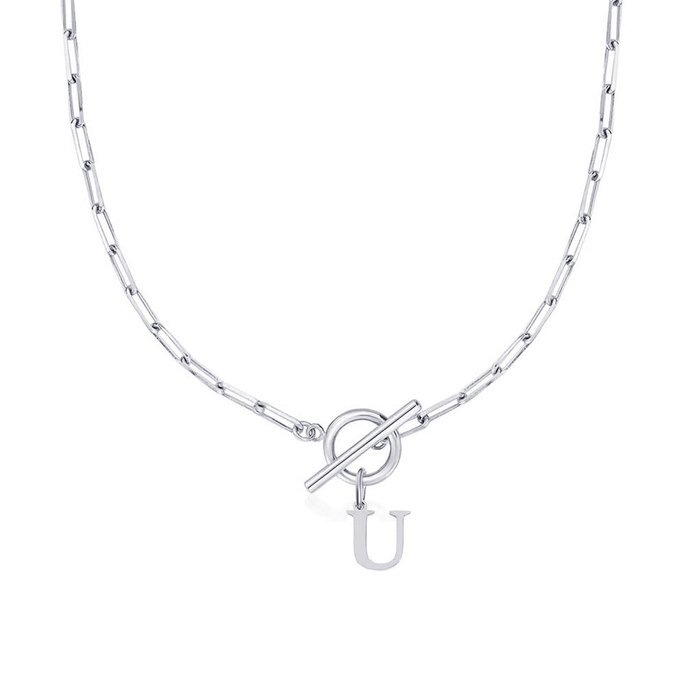 Brehn | Paperclip Buchstaben Initial Kreis Schloss Halskette