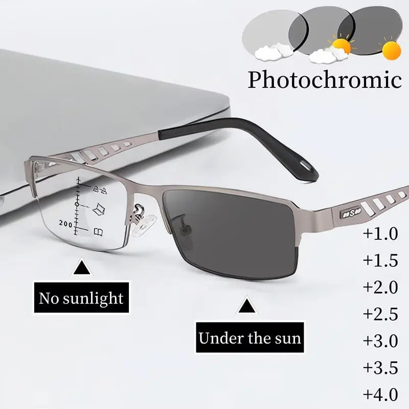 Ultra-leicht multifokale selbsttönende Lesebrille