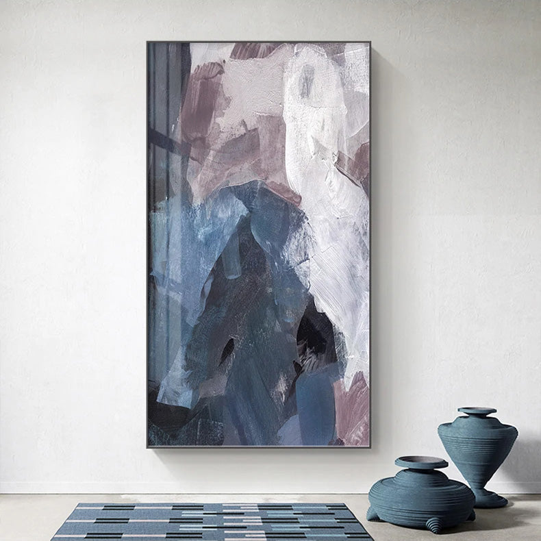 Blau Mauve lila abstrakte Farbblock Wandkunst feine Kunstleinwanddrucke Bilder für luxuriöse Wohnung Wohnzimmer Esszimmer Eingang Empfang Foyer Dekor | Brehn