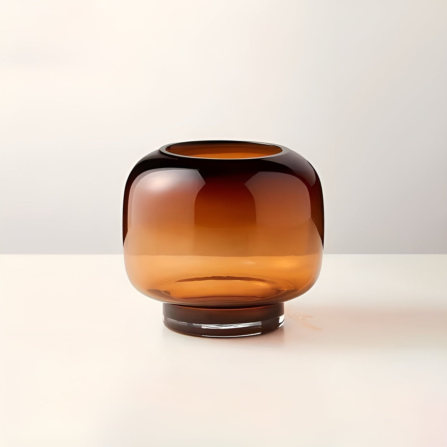 Handvase aus Glas von Brehnown – minimalistisch und dekorativ | Transparenter Innenraum für Blumen, Hydrokultur und moderne Pflanzen in Bernstein