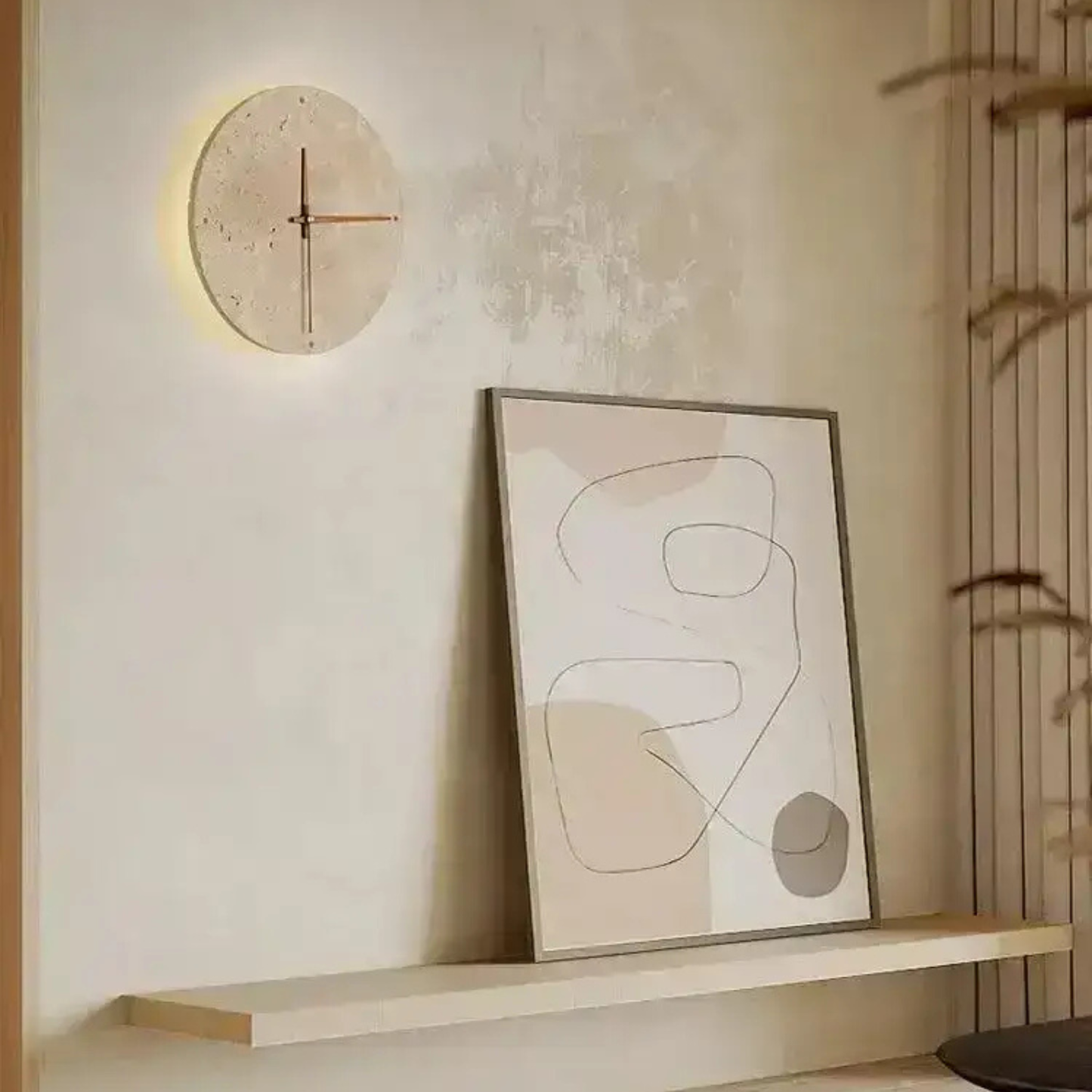 Travertin-Wanduhr mit LED-Beleuchtung – Minimalistisch & Dekorativ | Hochwertige Natursteinuhr