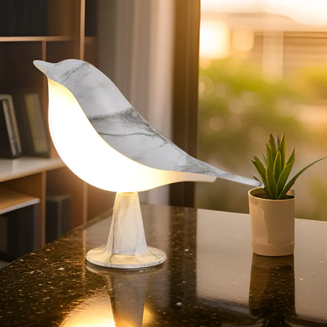 Brehn | Stylische LED-Vogelampe mit Touch-Steuerung und Aromatherapie - FeatherGlow