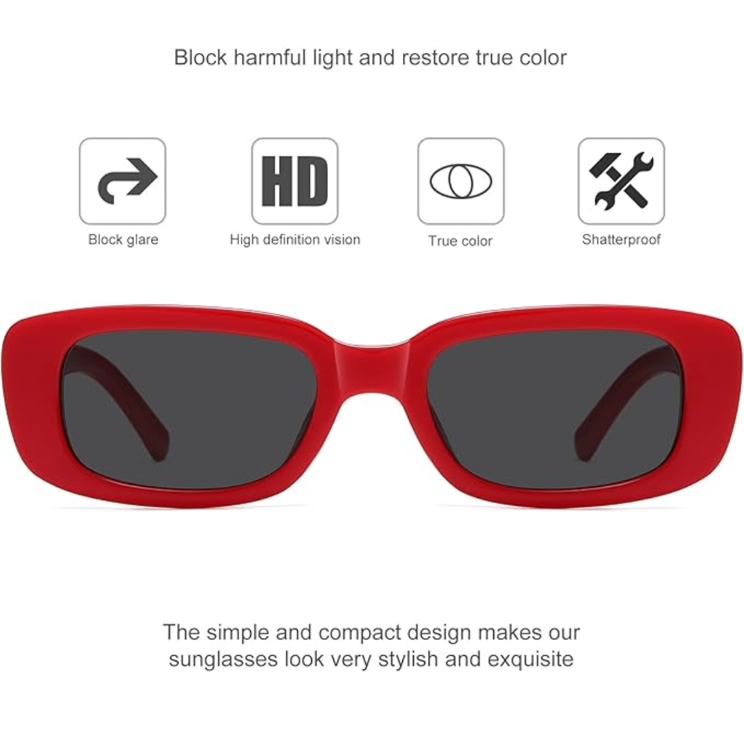 Retro rechteckige Y2K Sonnenbrille - Aria | Brehn