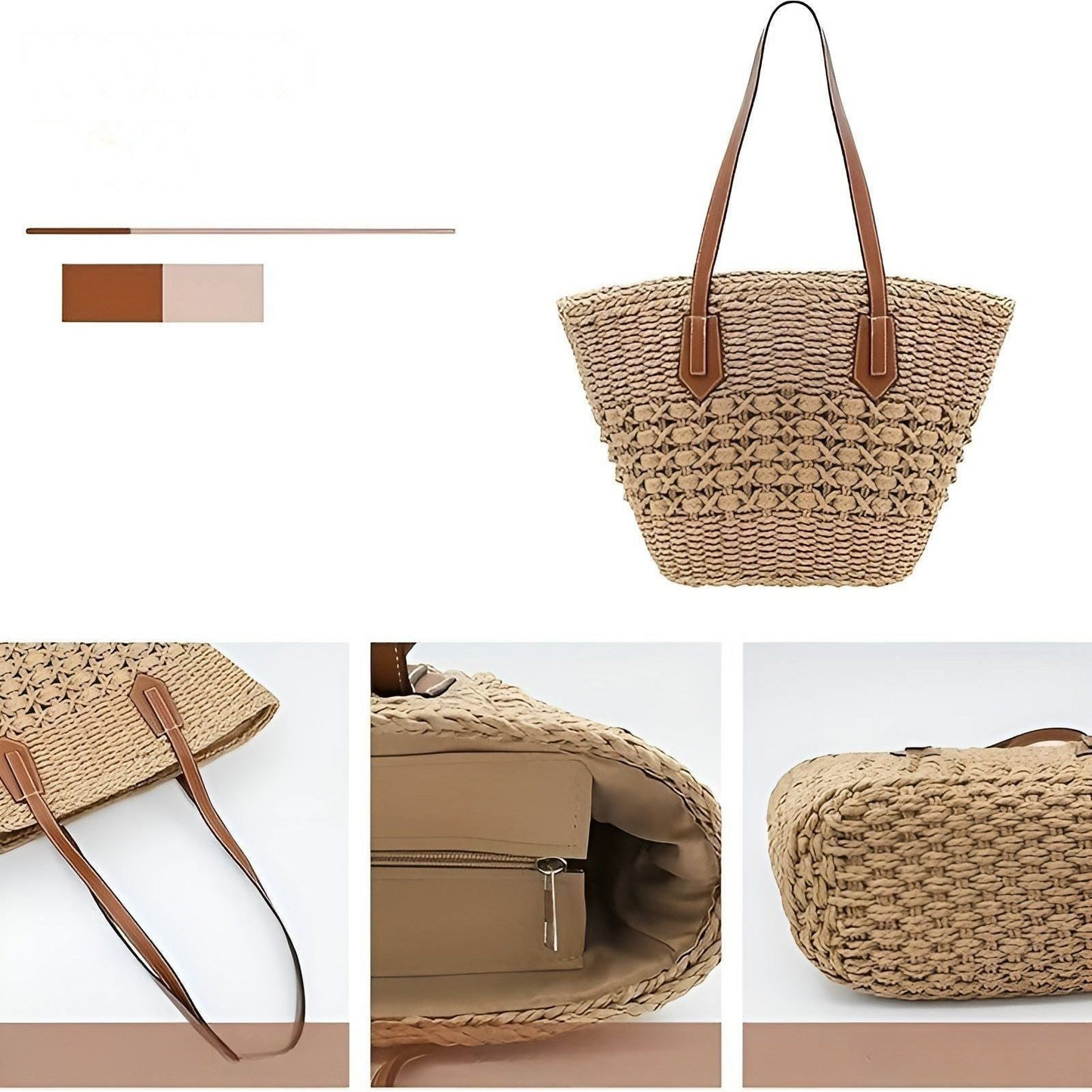 Strohhut Strandtasche – Große Kapazität & leicht | Perfekt für Einkaufen und Urlaub | Brehn