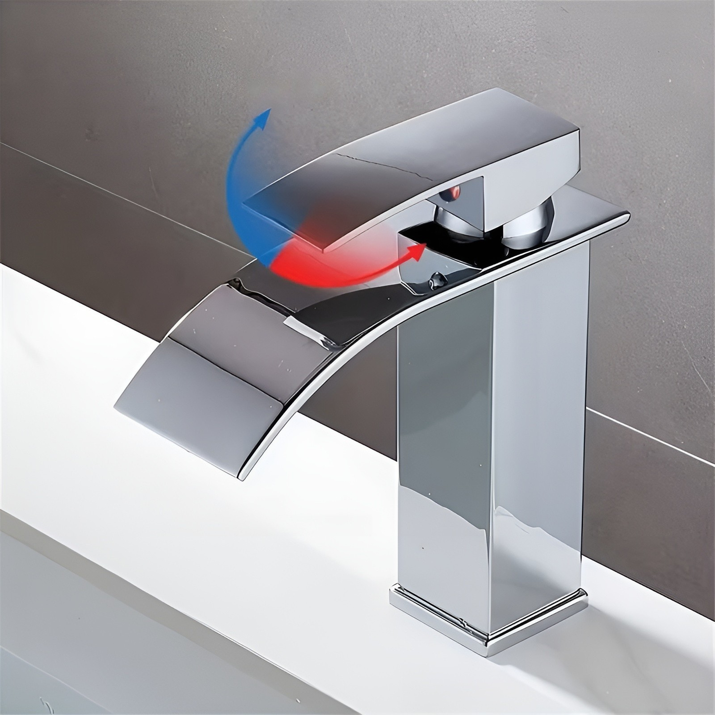 Edelstahl-Waschtischarmatur – Wasserfallauslauf mit Warm- und Kaltwasser | Einloch-Mischbatterie im Brehnack-Design für das Badezimmer