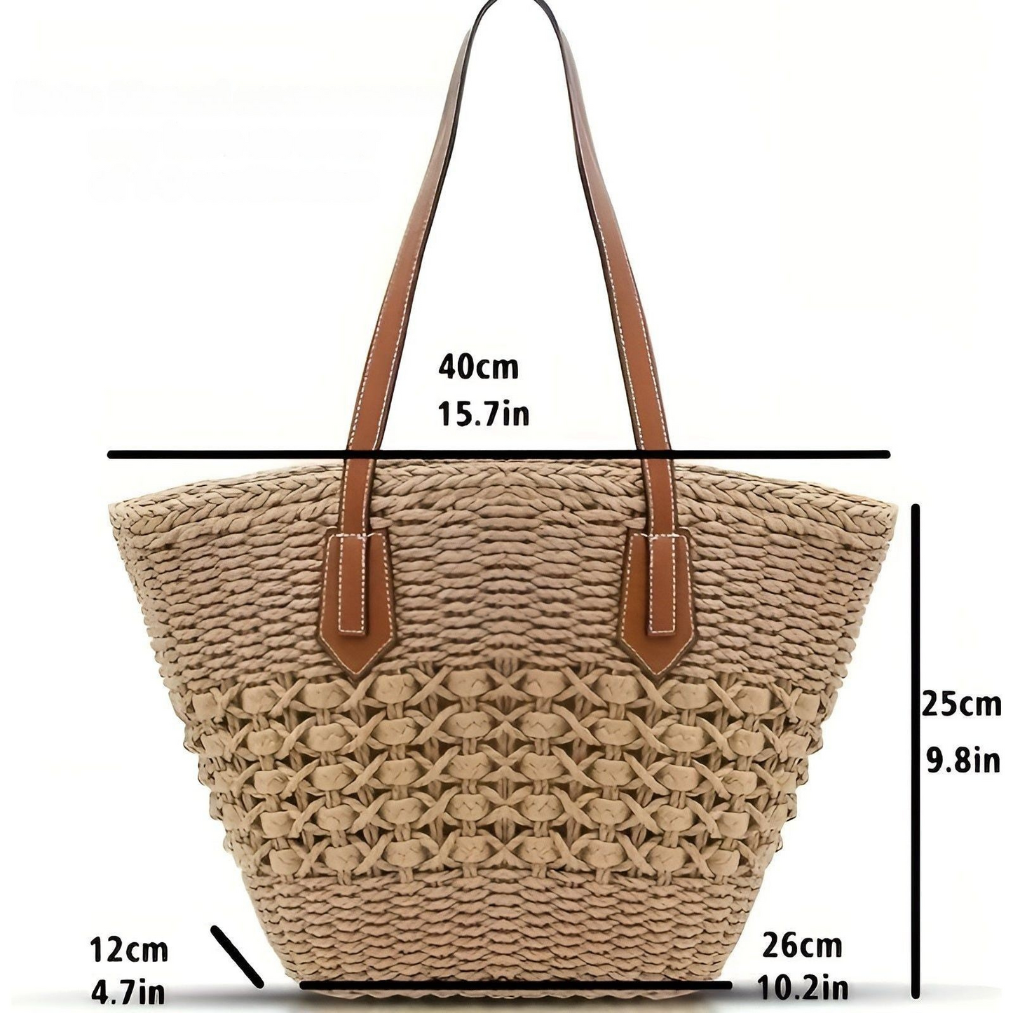 Strandtasche aus Stroh – Großes Fassungsvermögen & leicht | Ideal zum Shoppen und für den Urlaub